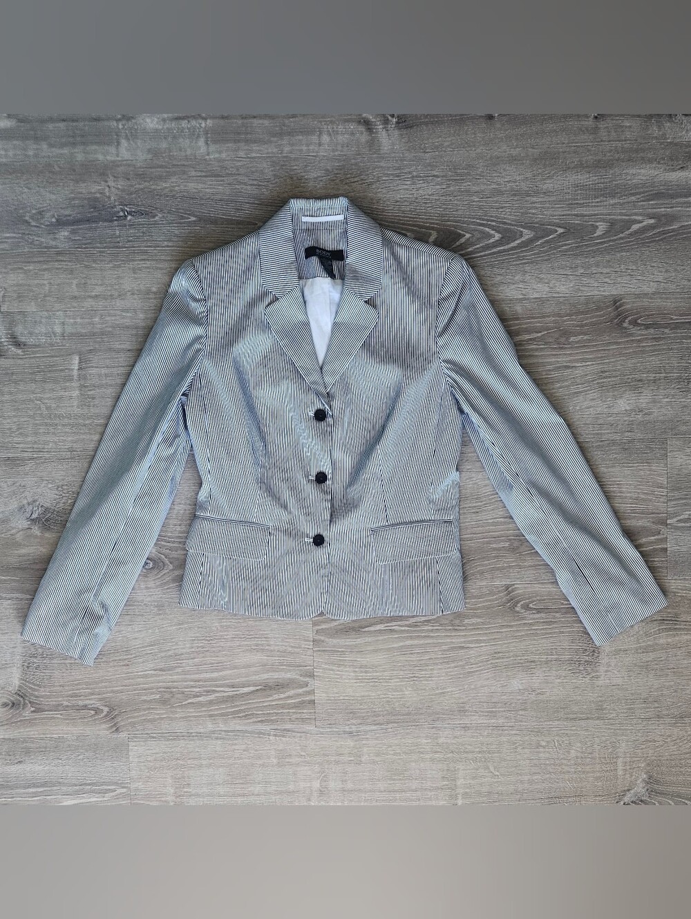 Fitted Jacket Blazer Navy Pinstripe Office Chic Preppy Quiet Luxury Old Money 8
